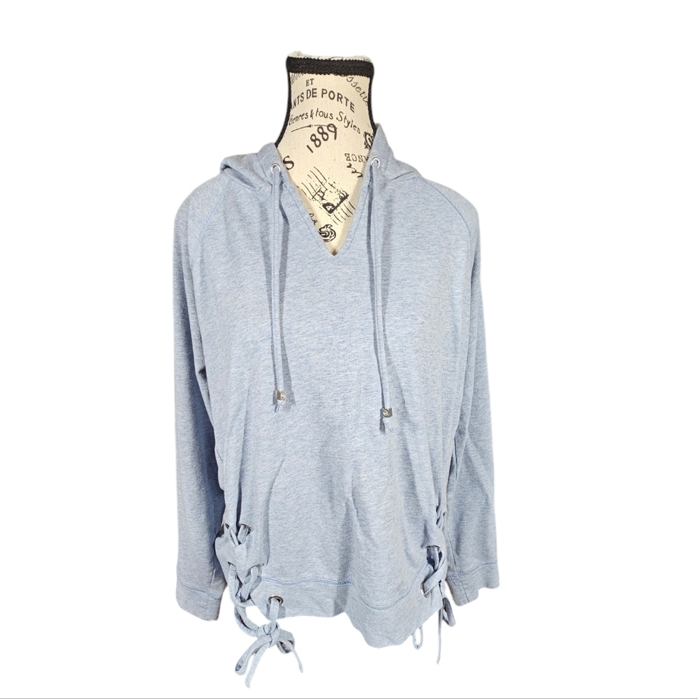 Michael Kors Light Blue Hoodie with Drawstring Detail size Large